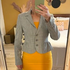 Express Gray Plaid Peplum Blazer